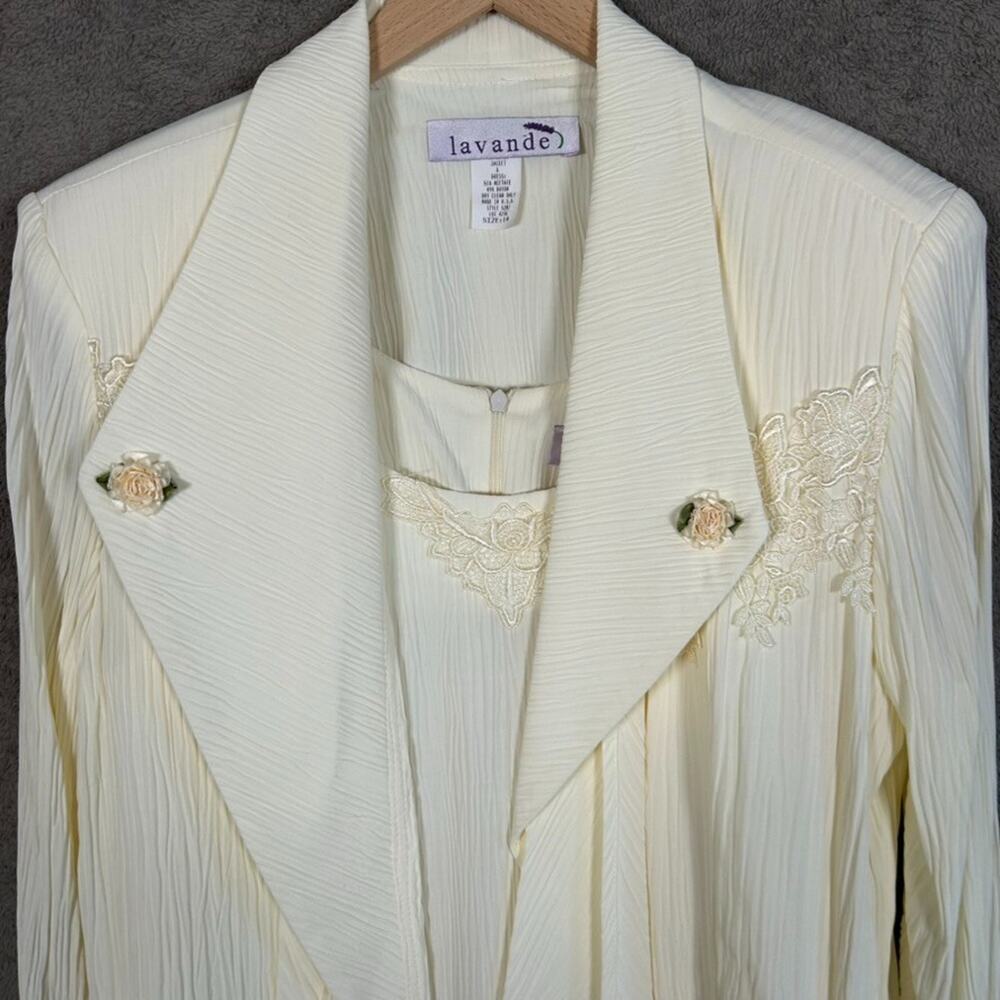 Vintage Lavende Womens Midi Dress & Jacket Size 14 Cottagecore Modest Crinkle - Picture 2 of 9